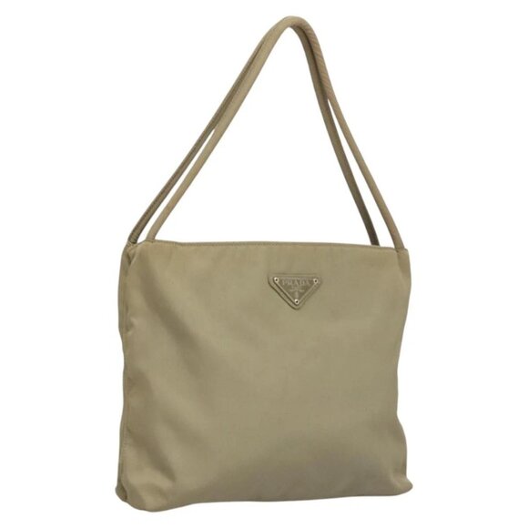 PRADA Tote Bag Nylon Khaki Silver Auth 118457 - Picture 1 of 16